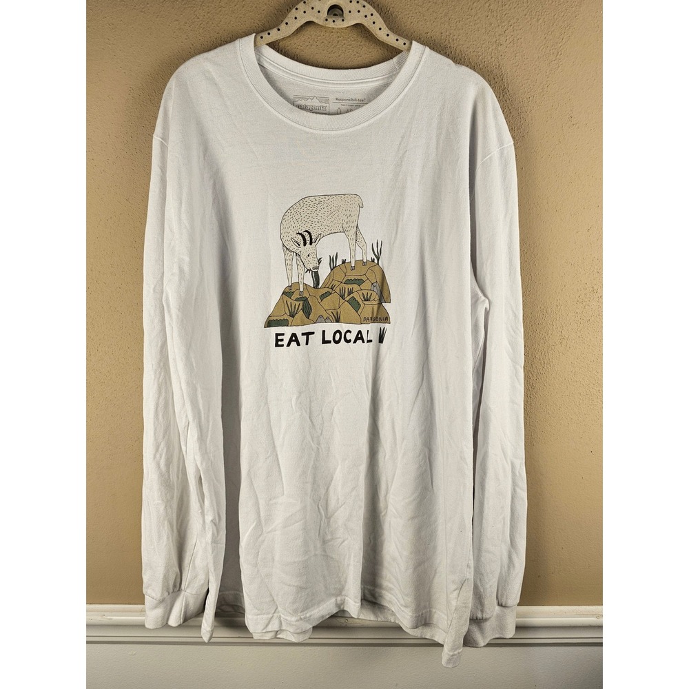 Patagonia Mens White Eat Local Long Sleeve Tshirt XL